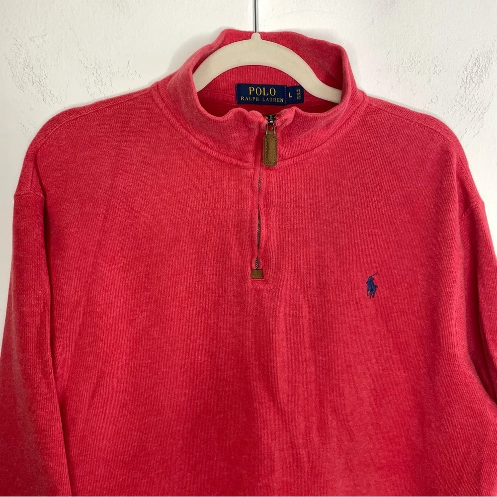 Polo Ralph Lauren Infrared 1/4 Zip Sweater Pullover Mens SZ Large - Picture 2 of 4